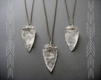 Divine Warrior- quartz crystal arrowhead necklace