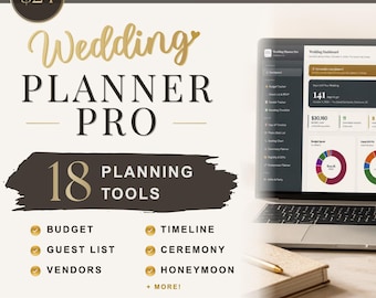 Wedding Planner Pro | Interactive System, Budget, Guest List, Vendors (HTML Download)