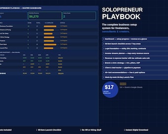 Solopreneur Playbook Excel | Rate Calculator + Creator Revenue Model | Freelancer Business Setup Template