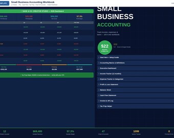 Small Business Accounting Workbook Excel | Income Expense Tracker | Profit & Loss | Tax Prep | Instant Download