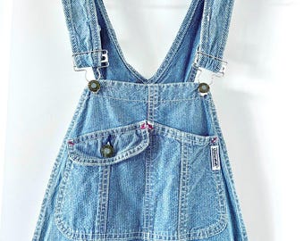 Vintage Guess Train Stripe Overalls XS 90s Guess USA Denim Overalls Striped Denim Overalls Vintage Guess Overalls Baggy Denim Overalls