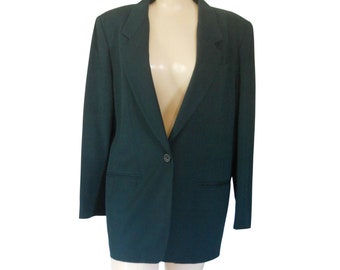 Capsule Wardrobe Item: Vintage Classic Forest Green Wool Blazer Wool Blazer By Liz Claiborne (Women's Size 14)