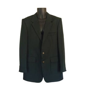 Vintage 70s Army Green Polyester Sports Coat (Size Men&#39;s 44)