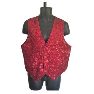 Vintage Red Sequin Vest for Your Ugly Christmas Sweater Party (Men&#39;s Size Medium)