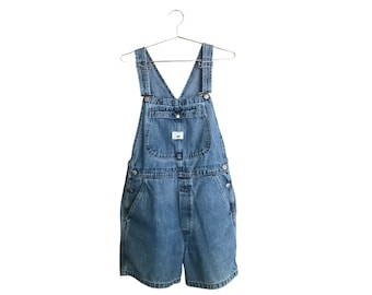 Classic Vintage 90s Lee Medium Wash Denim Overall Shorts - Cute, Comfy, Versatile, and Timeless (Women's Size Large)