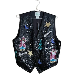 Vintage Sequin Christmas Vest for Your Ugly Christmas Sweater Party - New! (Size XL)