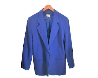 Capsule Wardrobe Item: Vintage Sag Harbor Royal Blue Wool Blazer - Classic Fit (Women's Plus Size 16)