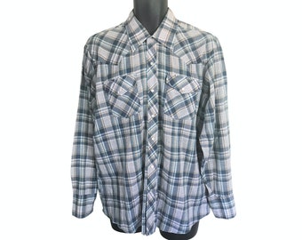 Vintage Pearl Snap Cowboy Western Shirt (Men's Size XL)