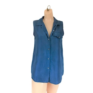 Capsule Wardrobe Item: Gorgeous Sleeveless Royal Blue Silk Blouse (Women&#39;s Size Small)