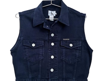 Vintage Calvin Klein Denim Vest Cropped Denim Vest 90s Calvin Klein Vest CK Jean Vest Oversized Denim Vest Women