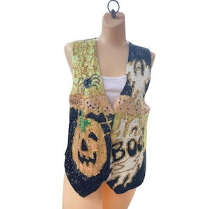 Vintage Sequin Halloween Vest (Size Small)
