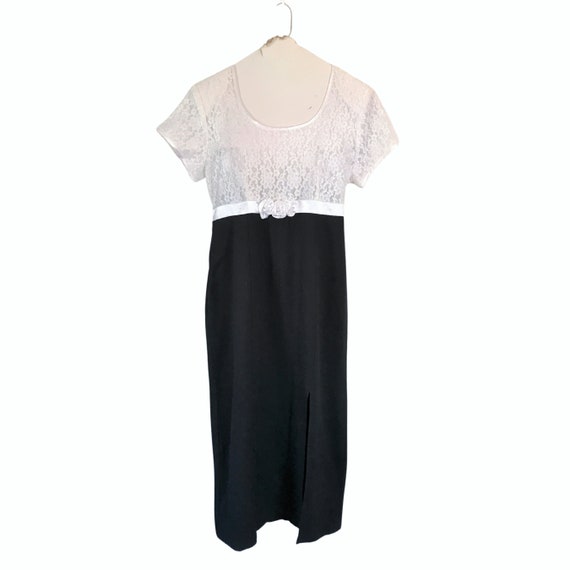 Vintage Black and White Dress Empire Waist Dress … - image 2