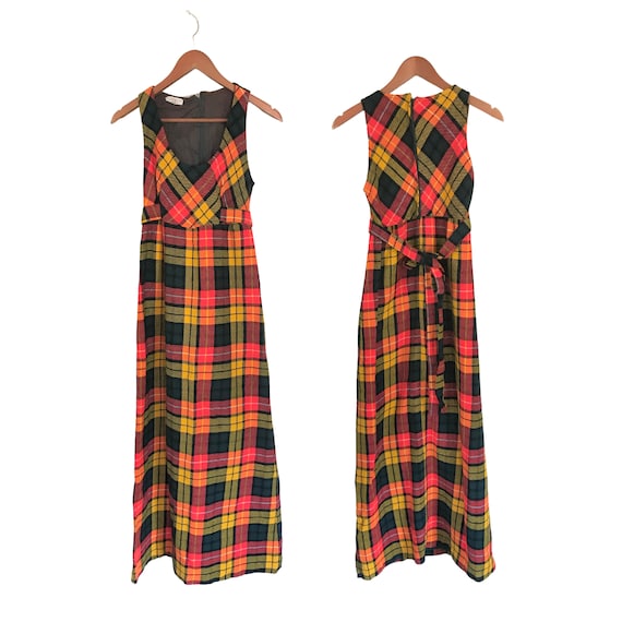 Vintage Plaid Maxi Dress Long Plaid Dress 70s Dress Small 70s - Etsy