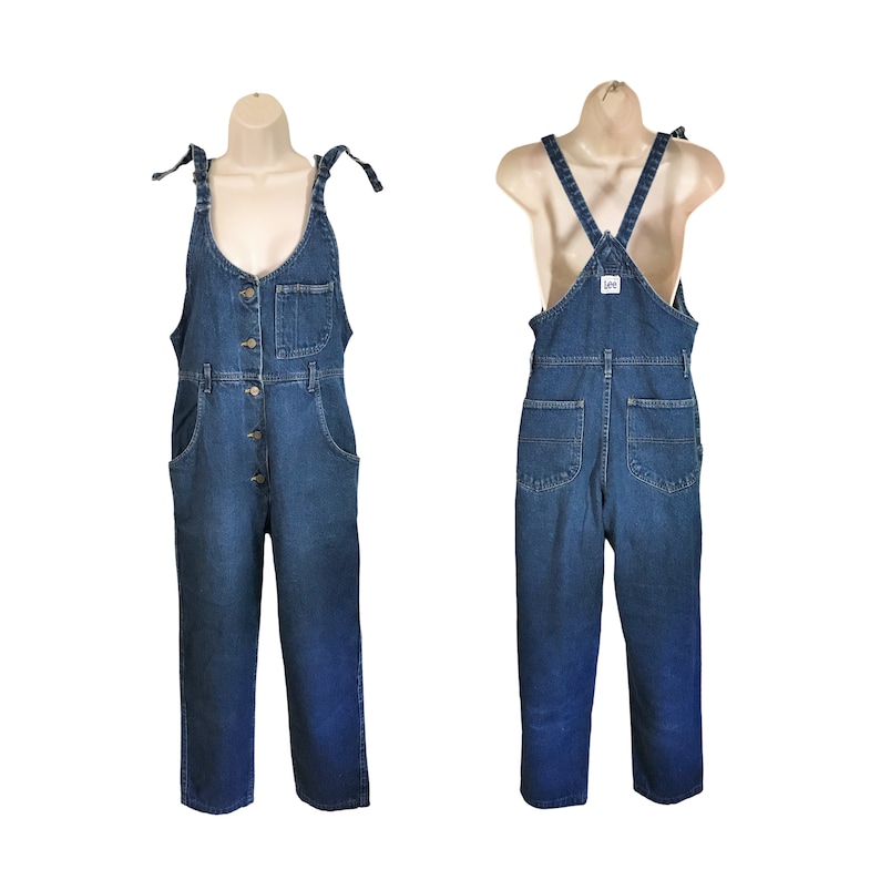 Vintage 80s Dark Wash Lee Overalls image 1