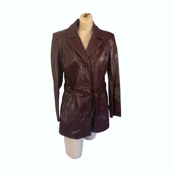 Vintage Etienne Aigner Burgundy Leather Trench Coa