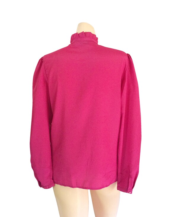 Vintage Hot Pink High Neck Ruffle Blouse by Levi … - image 3