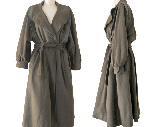 Women Trench Coat Long Trench Coat Army Green Coat Wool Trench Coat