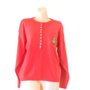 Vintage Orange Button up Nautical Sweater by Chaus - Pullover (Size Women's Small)