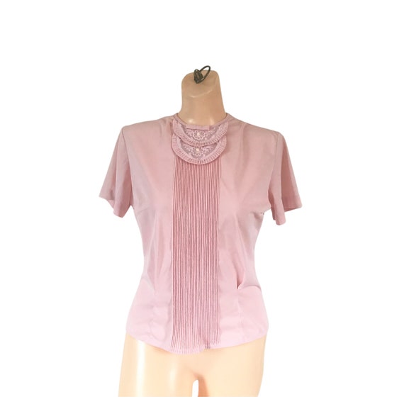 Vintage 1950s Blouse Women Pink Blouse Short Sleeve Blouse | Etsy