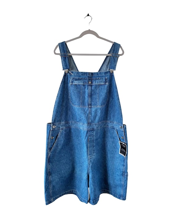Vintage Lee Denim Short Overalls 3X Plus Size Baggy 90s Shortalls