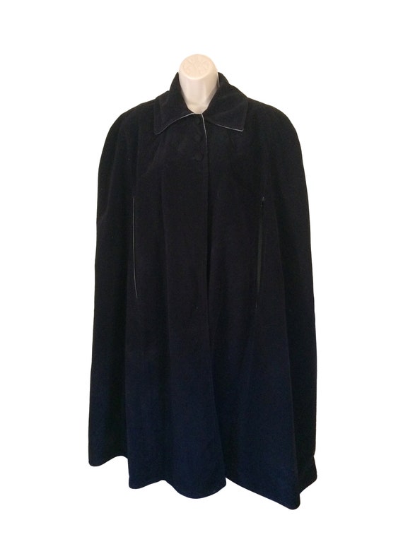 Vintage Winter Blue Velvet Cloak Cape - image 2