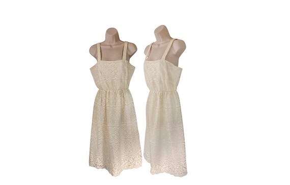 Vintage Ivory Lace Dress - Sleeveless (Women's Si… - image 1