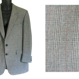 Handsome Vintage Gray and Red Plaid Wool Blazer Men's Size 46 image 1