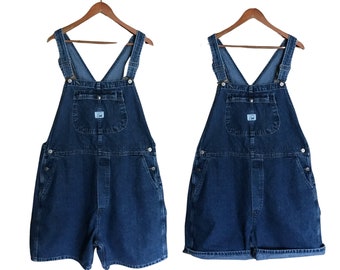 Classic Vintage 90s Lee Medium Wash Denim Overall Shorts - Cute, Comfy, Versatile, & Timeless (Women's Plus Size 2X)