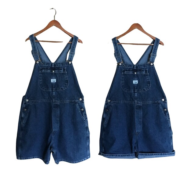 Classic Vintage 90s Lee Medium Wash Denim Overall Shorts - Cute, Comfy, Versatile, & Timeless (Women's Plus Size 2X)