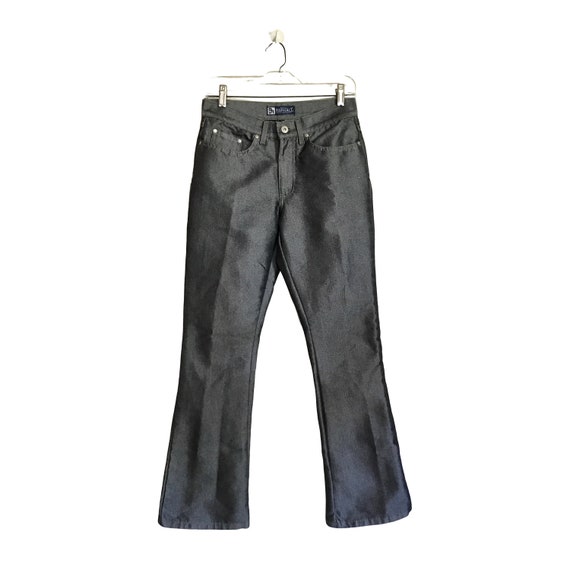 Vintage Y2K Metallic Silver Flare Mid-Rise Jeans … - image 2