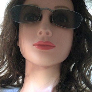 Vintage Y2K Narrow Sunglasses - Square With Silver Metal Frame Brown Lenses