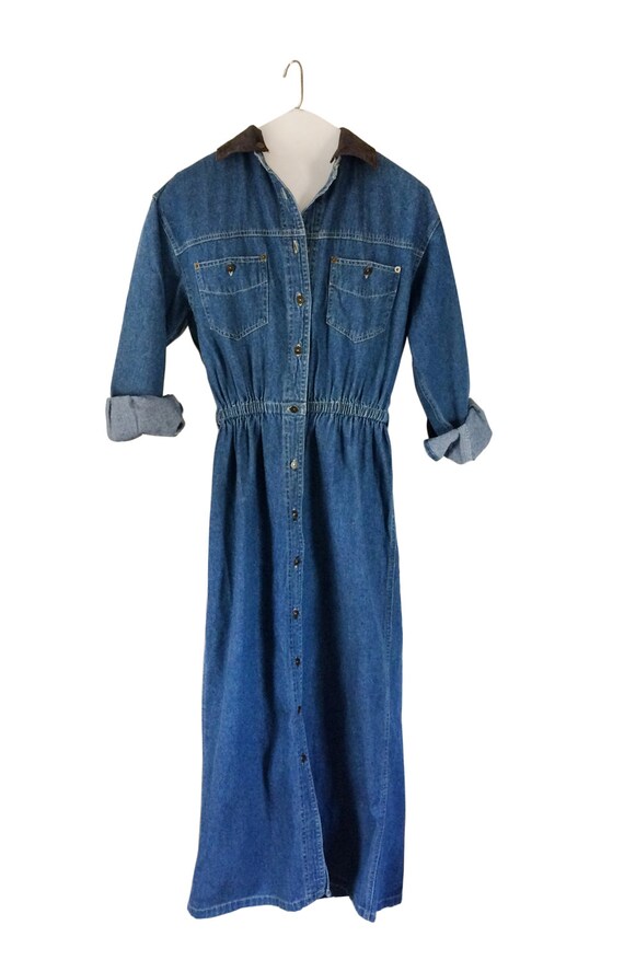 button down blue jean dress