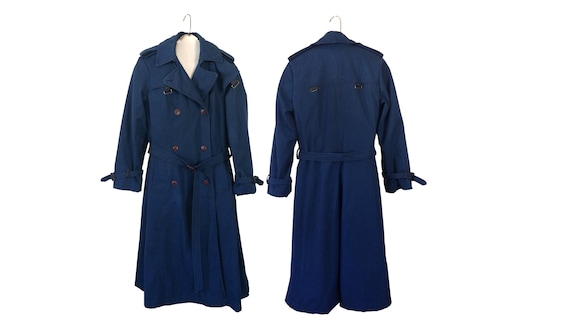 Blue Trench Coat Belt Spring Trench Double Breaste
