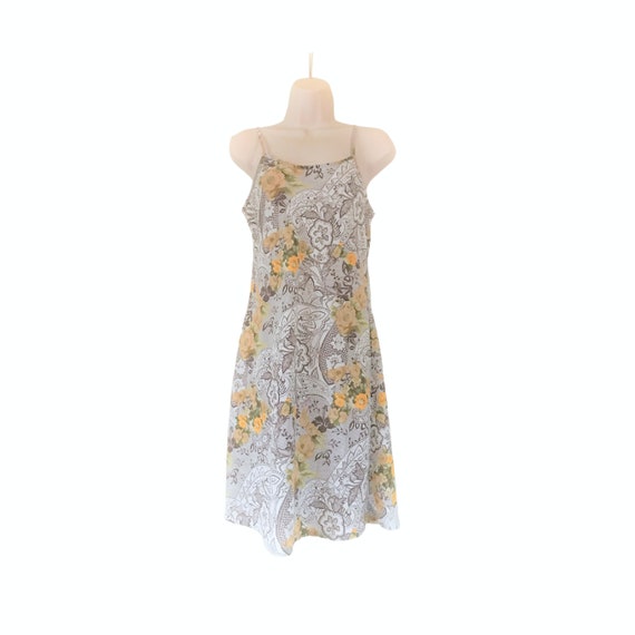 Vintage 90s Yellow Floral Paisley Slip Dress - image 2