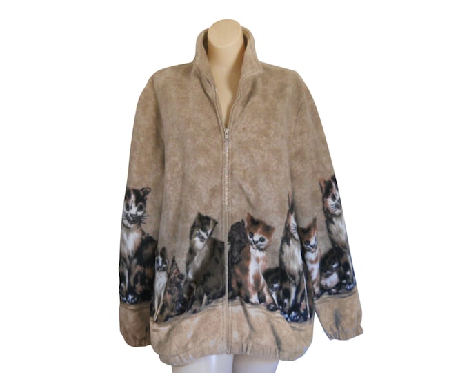 Vintage Cat Jacket Fleece Jacket Spring Jacket 90s Jacket Etsy