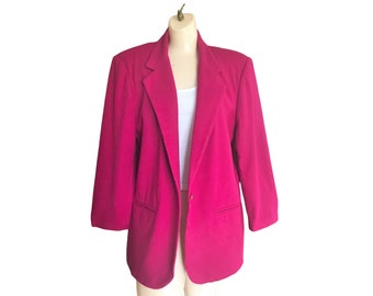 Capsule Wardrobe Item: Classic Vintage Wool Blazer By Sag Harbor - Fuschia Pink (Women's Size 10)