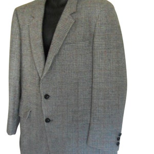 Handsome Vintage Gray and Red Plaid Wool Blazer Men's Size 46 image 3