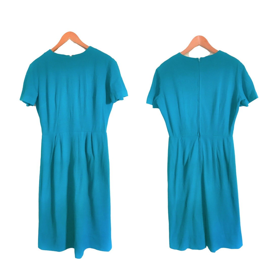 Vintage Teal Dress Turquoise Dress Casual Dress Day Dress Long - Etsy