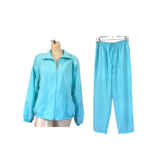 Vintage Aqua Blue Wind Suit/Track Suit/Athleisure… - image 1