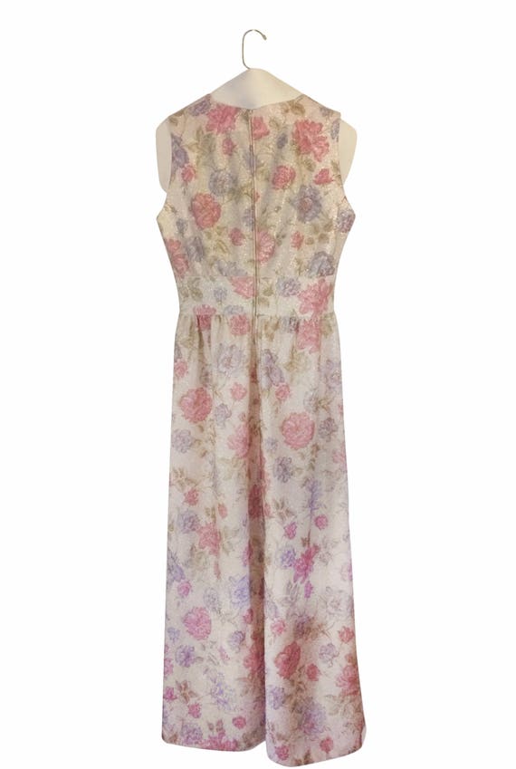 Vintage 60s Semi Formal Sparkly Floral Maxi Dress… - image 6