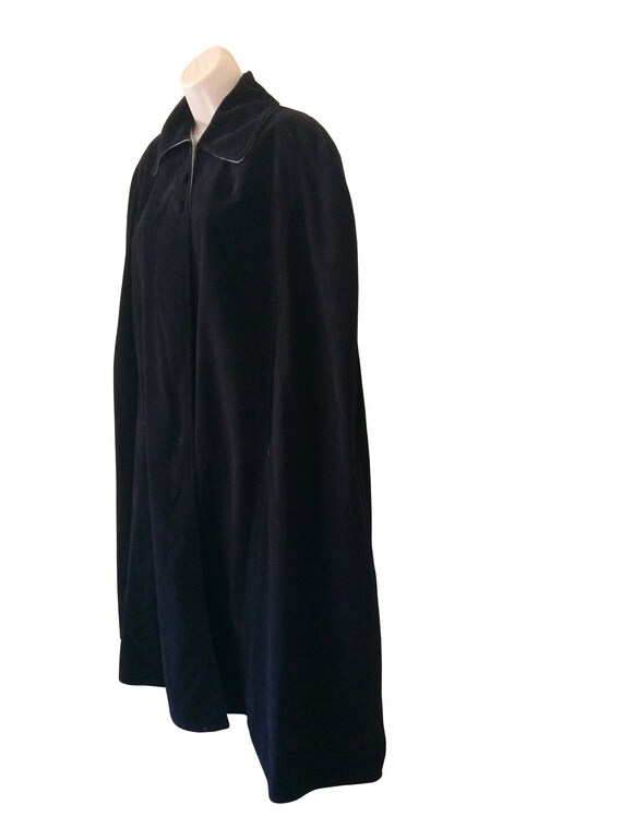 Vintage Winter Blue Velvet Cloak Cape - image 3