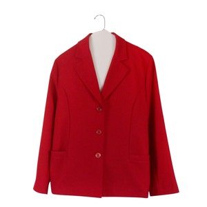 Blazer rojo vintage de tres botones (talla 14 para mujer)