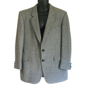 Handsome Vintage Gray and Red Plaid Wool Blazer Men's Size 46 image 2