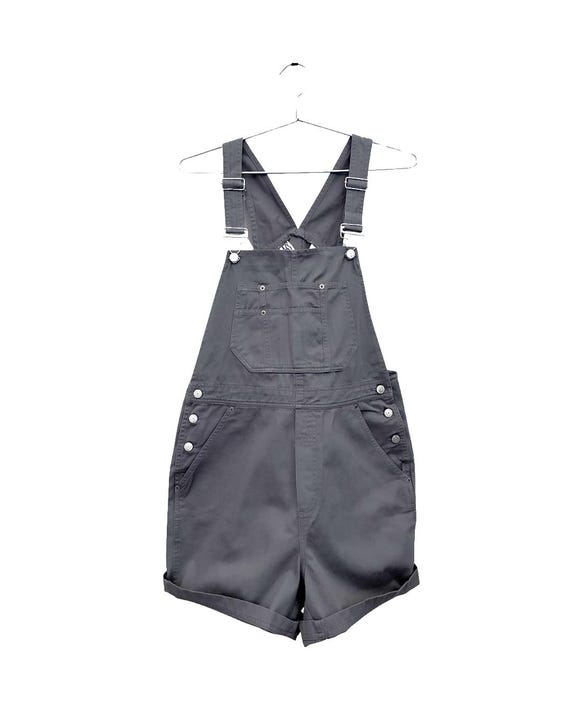 Bill Blass, Vintage Bill Blass Baggy Shortalls | 90s Gray Cotton Overall Shorts |Dungarees - Multiple Sizes