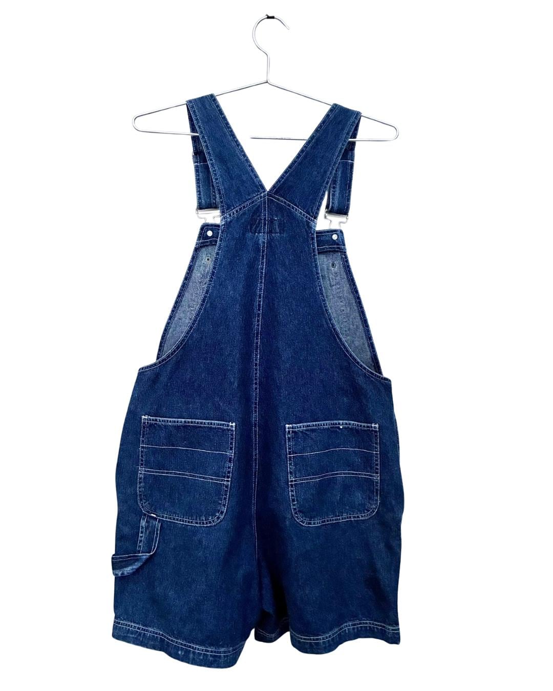 Vintage Bill Blass Denim Overall Shorts Baggy 90s Overalls Womens