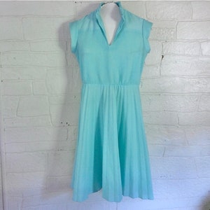 Vintage 60s Turquoise/Seafoam Green Midi Dress - Semi-Sheer (Women’s Size Medium)