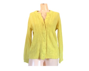 Vintage Yellow Cardigan Sweater (Women's Size Medium)