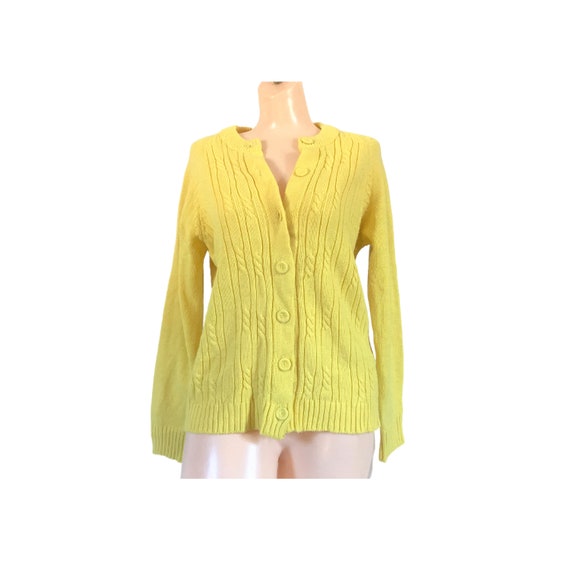 Vintage Yellow Cardigan Sweater (Women's Size Med… - image 1