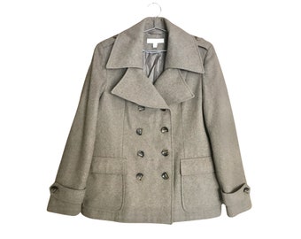 Vintage Beige Wool Peacoat - New York and Company (Women's Size Large)