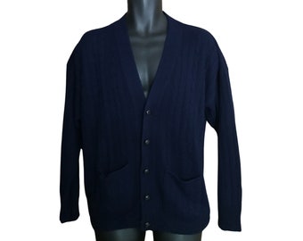 Vintage Grandpa Cardigan - Azul Marino (Tamaño de hombre mediano)